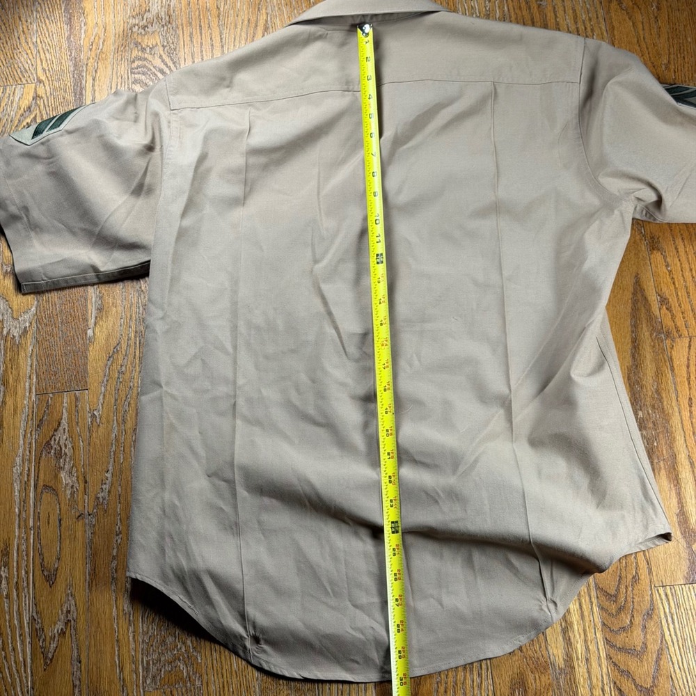 USMC Khaki Army M-1 Short Sleeve Uniform Shirt Corporal Rank 16.5 Wool Blend - Picture 3 of 9